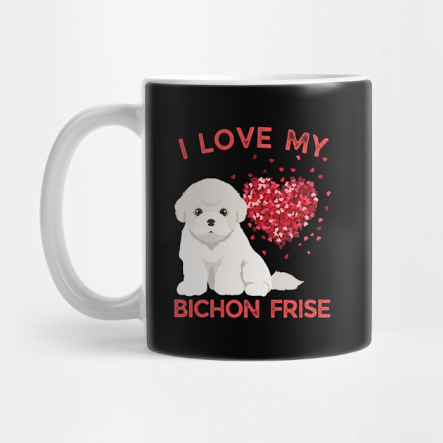 Cute valentine puppy Bichon Frise Life is better with my dogs My dog is my valentine by BoogieCreates